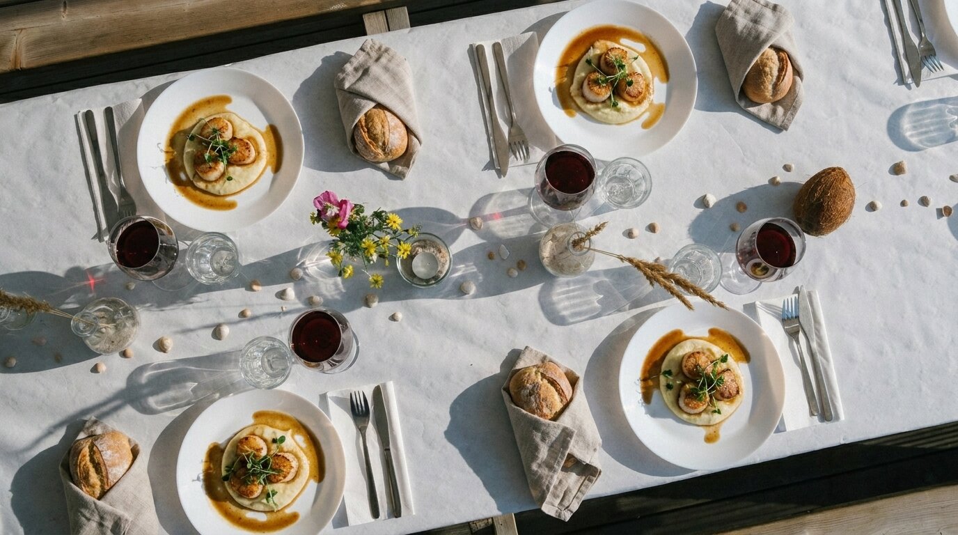 Uppdukat bord uppifrån